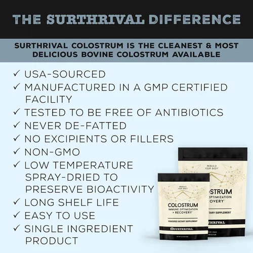 Vista 4 de Surthrival: Polvo de calostro (1 kilo, 2.2 libras), optimización y recuperación inmunológica, suplemento dietético en polvo, salud intestinal, apoyo