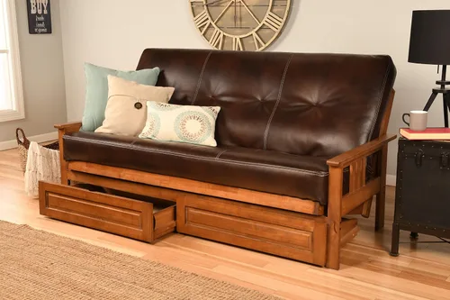 Vista 6 de Kodiak Futons Monterey - Marco de futón con cajones, incluido, color nuez Solo marco
