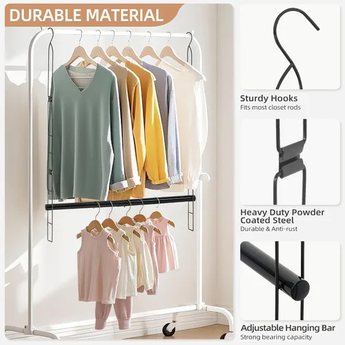 Vista 3 de Storage Maniac Barra Colgante para Armario, Organizador Colgante para Ropa con Ancho y Altura Ajustables, Barra para Colgar Ropa que Ahorra Espacio