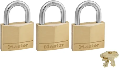 Vista 15 de Master Lock 140T Candado de latón sólido con llave, paquete de 2
