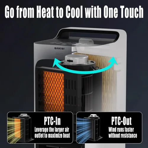 Vista 6 de Ventilador eléctrico de torre de enfriamiento 2 en 1 y calentador utilizado en verano e invierno para dormitorio, oficina en casa, habitación grande
