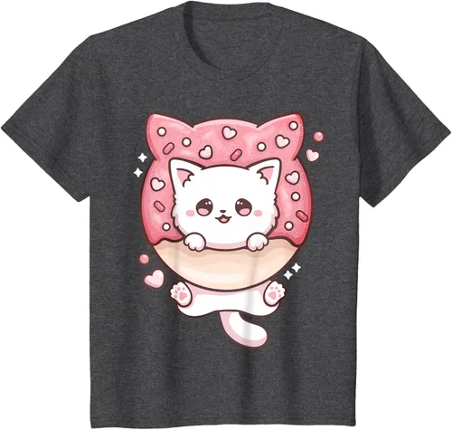 Vista 26 de Camiseta Kawaii Cat Donut Anime Lover Otaku, Negro