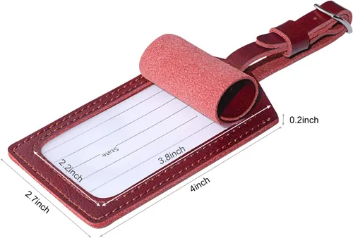Vista 3 de S-ZONE Etiqueta de identificación de etiquetas de equipaje de cuero para maletas, mochila de 2 piezas, conjunto