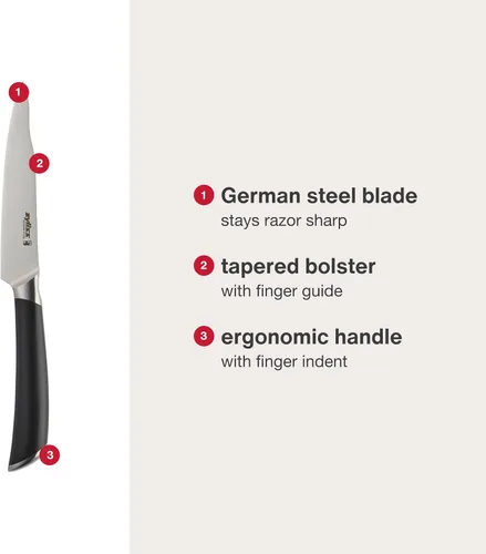 Vista 4 de Zyliss Comfort Pro Cuchillo de pelar - Cuchillo de verduras y frutas de espiga completa - Cuchillo de pelar y pelar de acero inoxidable endurecido