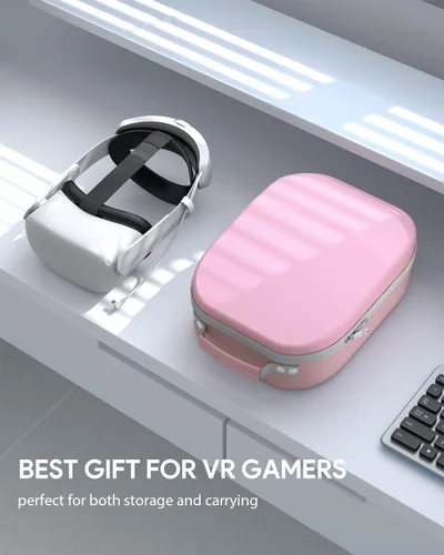 Vista 8 de Aubika Carrying Case for Meta Quest 2 Quest 3Pico 4Vision Pro, Compatible with EliteBattery Headset Strap Accessories, Hard Travel Case - Pink