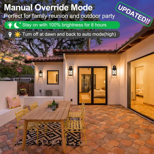 Vista 4 de Luz exterior con sensor de movimiento – Lámpara de pared avanzada del atardecer al amanecer, lámpara de porche impermeable, montaje de pared