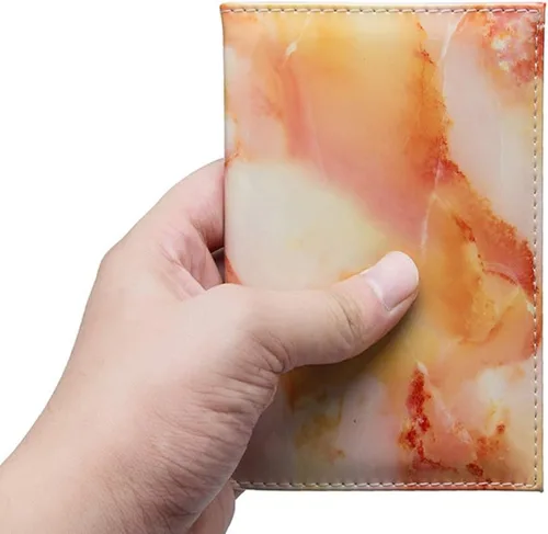 Vista 4 de Funda para pasaporte con diseño de mármol, cartera de viaje para guardar de forma segura pasaporte, tarjetas de visita, tarjetas de crédito