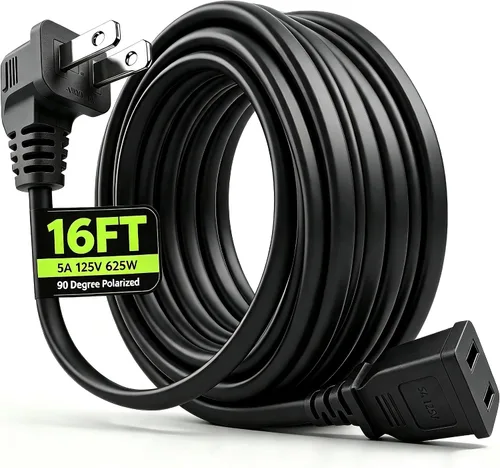 Vista 12 de Right Angel - Cable de extensión delgado negro de 4 pies 5A 125V