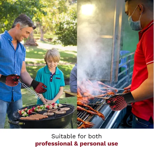 Vista 6 de Gadgetime USA Guantes resistentes al calor – Guantes de silicona para parrilla, horno, cocina, barbacoa, hornear, cocinar – Lavable – Guantes