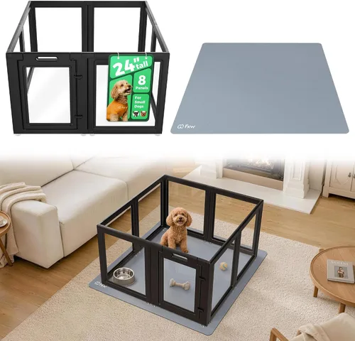 Vista 20 de FXW AuraSpace - Cerca acrílica para perros pequeños, para interiores, 24 pulgadas, 2 paneles, incluye 1 puerta y 1 panel, color negro