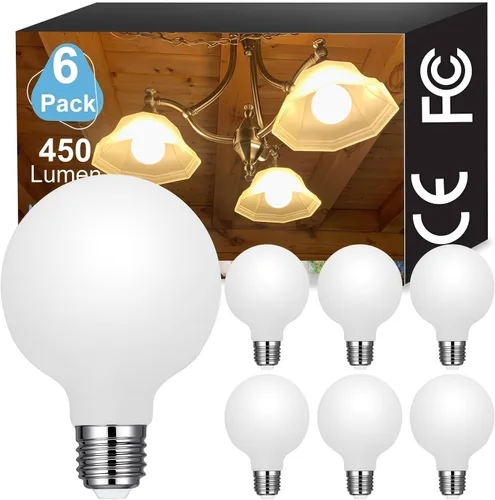 Vista 11 de Vinaco Glass G25 llevó las bombillas del globo Dimmable 6W 120V 2700K para el cuarto de baño Azul