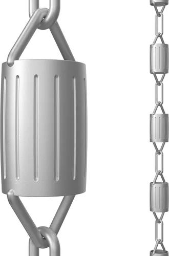 Vista 16 de Rain Chains Direct - Cadena de lluvia de tulipán - 8.5 pies - Aluminio recubierto de polvo negro - Cadenas de lluvia premium para canalones