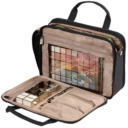 Vista 4 de NISHEL - Neceser de viaje, organizador de maquillaje portátil, bolsa de cosméticos plegable, estuche de viaje para artículos de tocador