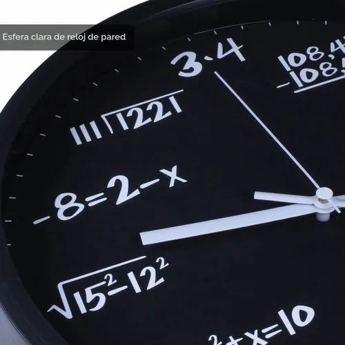Vista 2 de VIKMARI Reloj de pared de matemáticas negras de 12 pulgadas, silencioso