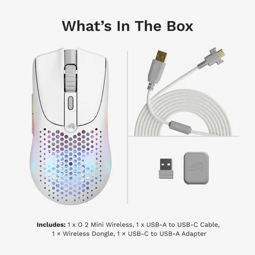 Vista 9 de Glorious Model O 2 Mini ratón inalámbrico para juegos: Superlight 57g, hasta 210 horas de batería, Dual inalámbrico 2.4GHz y Bluetooth 5.2, sensor