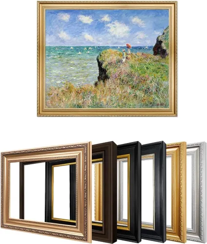 Vista 143 de IPIC - Reproducción artística de los lirios de agua de Claude Monet 1906, impresiones giclée coinciden con el marco dorado clásico, arte de pared