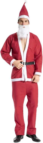 Vista 4 de EraSpooky Disfraz de Papá Noel para hombre disfraz de Navidad traje de presupuesto rojo