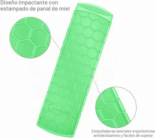 Vista 4 de CaseBot Funda de silicona para control remoto Roku Voice RCA1R/RCAL7R Verde que brilla en la oscuridad