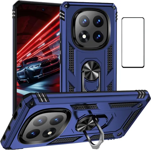 Vista 11 de Funda para Xiaomi POCO X3 NFC /X3 Pro con protector de pantalla, armadura de protección militar híbrida resistente a prueba de golpes, funda Negro