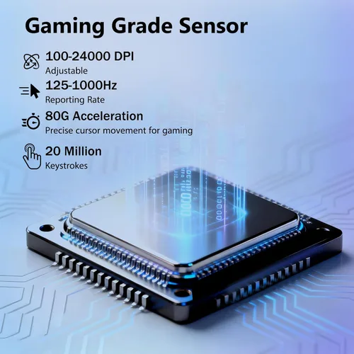 Vista 3 de Redragon Ratón para juegos con cable, 24,000 DPI, 7 botones programables, 2 botones laterales, 8 modos retroiluminados LED RGB, carcasa transparente
