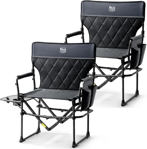 Vista 16 de TIMBER RIDGE Silla de camping resistente de 400 libras Silla de directores Negro