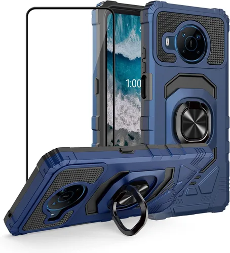 Vista 11 de Ailiber Funda para Nokia X100, Nokia X100 con protector de pantalla de vidrio templado, soporte de anillo para montaje magnético de automóvil, funda