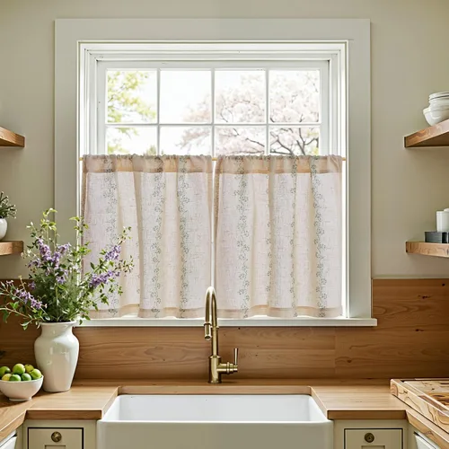 Vista 66 de Jinchan - Cortinas de lino texturizado para cocina, 24 pulgadas, natural, 2 paneles Mezcla de lino beige natural