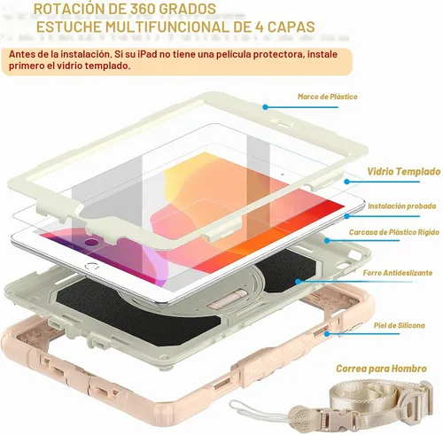 Vista 4 de BLOSOMEET Funda para iPad de 9ª generación 2021 de 10,2 pulgadas, color oro