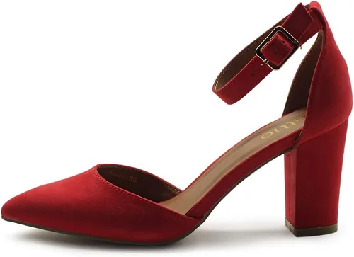 Vista 2 de Ollio - Zapatos de mujer con puntera en punta y correas de tobillo para tacón grueso H95