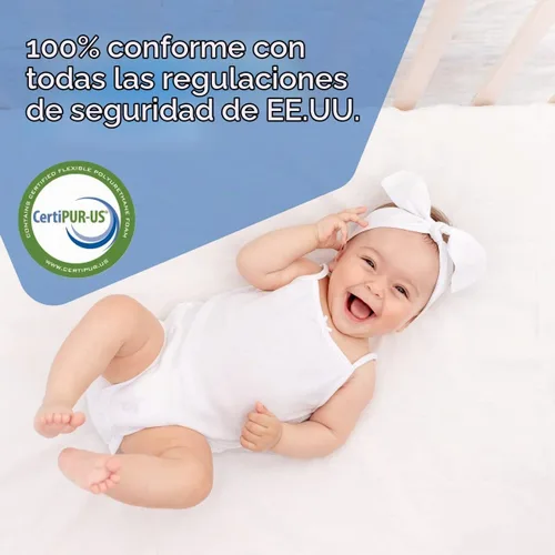 Vista 7 de Colchón de cuna MILLIARD, sistema dual de comodidad, lado firme para el bebé y lado suave para el niño, cubierta 100% de algodón