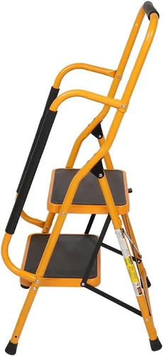Vista 4 de Escalera plegable de 2/3/4, taburete de escalera con cómodo mango antideslizante, resistente y pedal ancho, taburete portátil de acero de 330