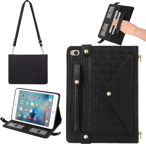Vista 50 de Funda tipo bolso para iPad mini de 5ª/4ª/3ª/2ª/1ª generación de 7.9 pulgadas, Techcircle funda ligera tipo folio con soporte bandolera con billetera