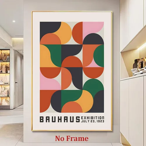 Vista 2 de Haruhiart Bauhaus - Póster de la exposición 1923, colorido arte de pared moderno de mediados de siglo, arte geométrico, imagen colorida moderna