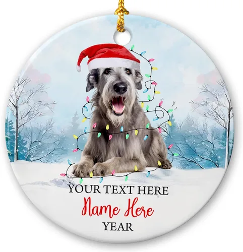 Vista 16 de Adorno de cerámica de Alaska Malamute de Feliz Navidad, decoración personalizada de Papá Noel, perro de Alaska Malamute nombre de perro, decoración
