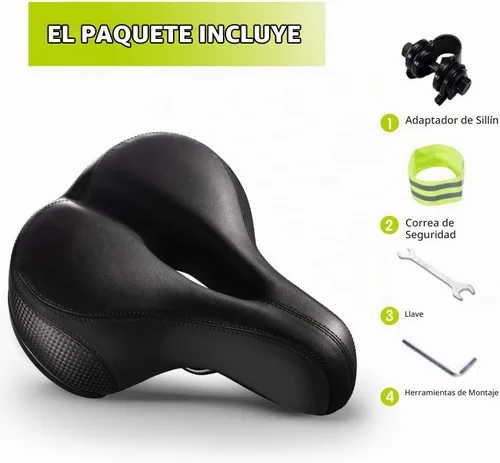 Vista 7 de Asiento de bicicleta, asiento de bicicleta más cómodo, doble absorción de golpes, espuma viscoelástica, impermeable, silla de montar de bicicleta