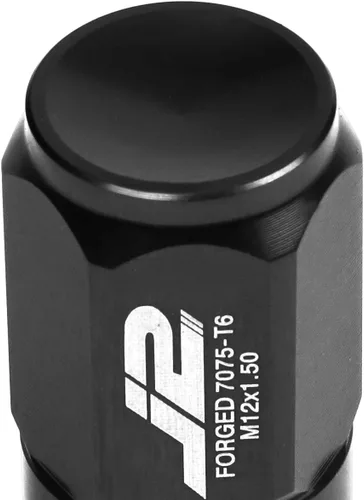 Vista 5 de J2 Engineering Juego de 20 tuercas de aluminio 7075 con extremo cerrado M12 x 1.5 con adaptador de enchufe, negro, asiento cónico, LN-T7-007-15-BK