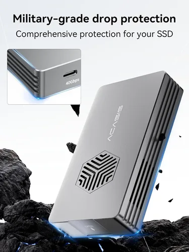 Vista 12 de ACASIS Carcasa SSD NVMe M.2 de 40 Gbps, instalación sin herramientas, carcasa NVMe para M1/M2/Pro/Max, compatible con USB4/3.2/3.1/3.0/2.0