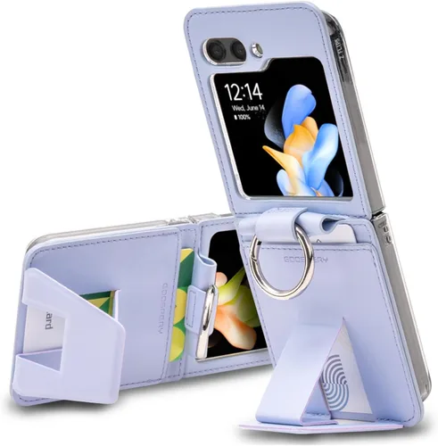 Vista 7 de GOOSPERY EZ Mount - Cartera compatible con Samsung Galaxy Z Flip 5, tarjetero con anillo Loopy con soporte ajustable con soporte Negro
