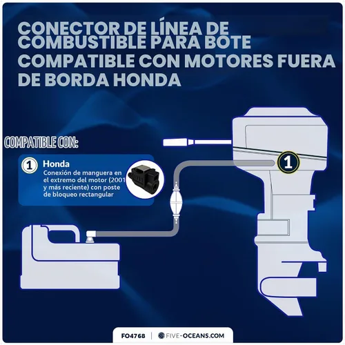 Vista 2 de Five Oceans Conector rápido de línea de combustible hembra de púas de 3/8 pulgadas para Honda, conector de combustible fuera de borda - FO4768