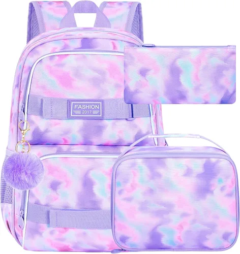 Vista 57 de Mochila para laptop, 16 pulgadas, bolsa escolar y bolsa de almuerzo, mochilas resistentes al agua para adolescentes, niñas, mujeres, estudiantes