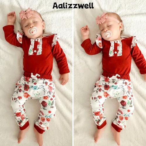 Vista 2 de Aalizzwell Conjunto de pantalones de invierno y otoño para bebés recién nacidos