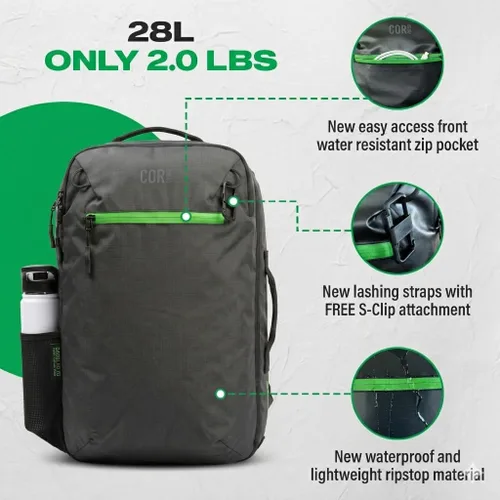 Vista 2 de COR Surf - Mochila de viaje aprobada para vuelo, de cabina, para laptop Mochila de equipaje de fin de semana para negocios, unisex, 28 l