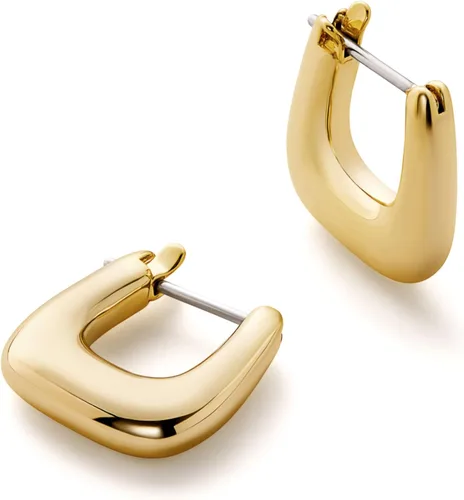 Vista 96 de Aretes de aro gruesos de oro para mujer, chapados en oro de 14 quilates, aretes de aro triple, hipoalergénicos, a la moda, aretes de aro gruesos