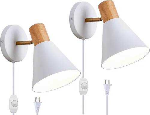 Vista 15 de ClanKin Apliques de pared con interruptor de perilla, lámpara de pared ajustable negra para dormitorio industrial, iluminación de fregadero de baño