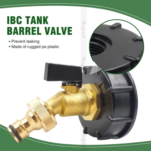 Vista 5 de IBC - Adaptador para manguera de jardín, válvula de latón, rosca