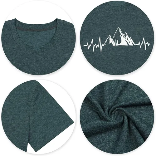 Vista 6 de Camiseta de manga corta con estampado de corazón para mujer, camiseta con estampado de corazón y estampado de corazón