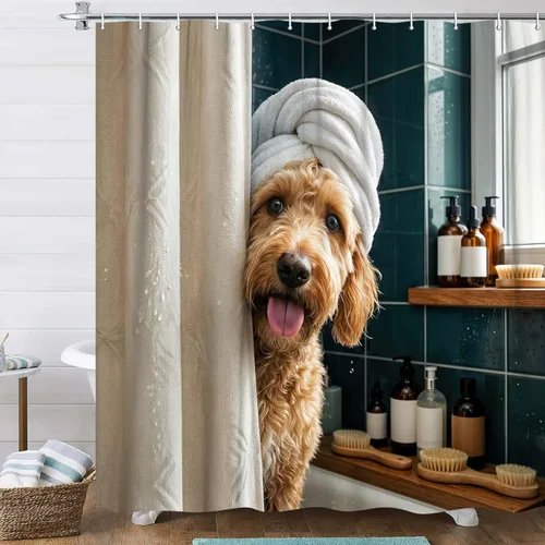 Vista 8 de Divertida cortina de ducha con diseño de gato con gorila en la selva, decoración de baño de animales humorísticos en blanco y negro, juego