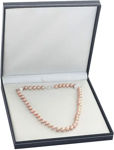 Vista 4 de Collar de perlas cultivadas de agua dulce rosa para mujer de 18 pulgadas de longitud con oro de 14 quilates y calidad AAA, The Pearl Source, Perla
