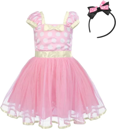 Vista 14 de IWEMEK - Maillot de ballet con diadema para niña con lunares, disfraz con diadema, leotardo
