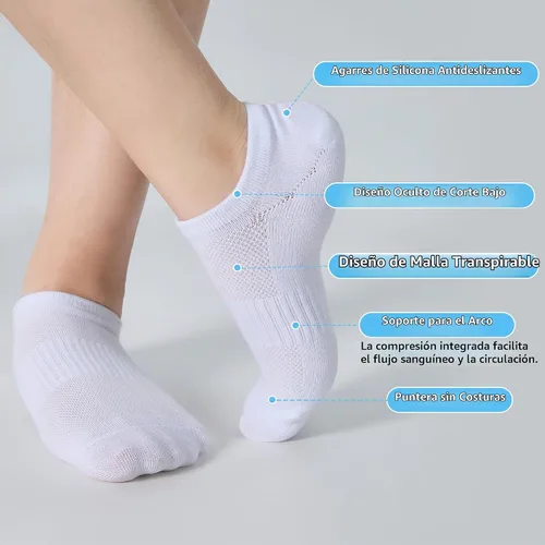 Vista 3 de ATBITER 12 pares de calcetines invisibles para mujer, tobillo bajo 12 pares-6blanco+6negro